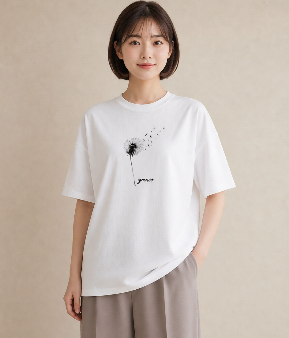 プリントTシャツ レディース たんぽぽ 花 花柄 イラスト 淡色 部屋着 女性向けギフト 白T