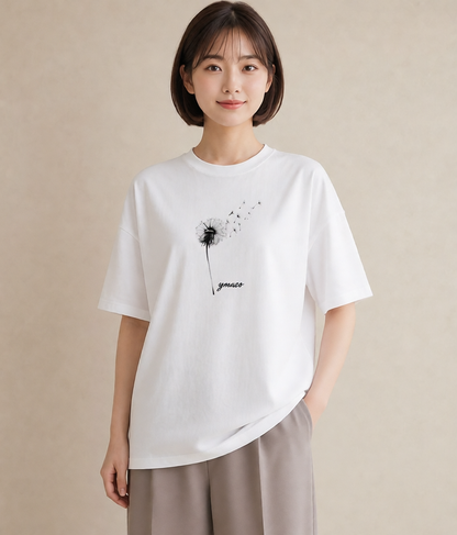 プリントTシャツ レディース たんぽぽ 花 花柄 イラスト 淡色 部屋着 女性向けギフト 白T
