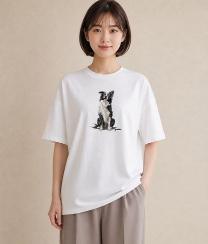 半袖Tシャツ レディース ミックス犬 犬 いぬ イラスト ナチュラル 海 カフェ巡り 白T