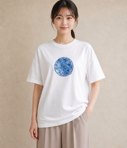 デザインTシャツ レディース オーロラ 星空 宇宙 イラスト 韓国風 ルームウェア ギフト 白T