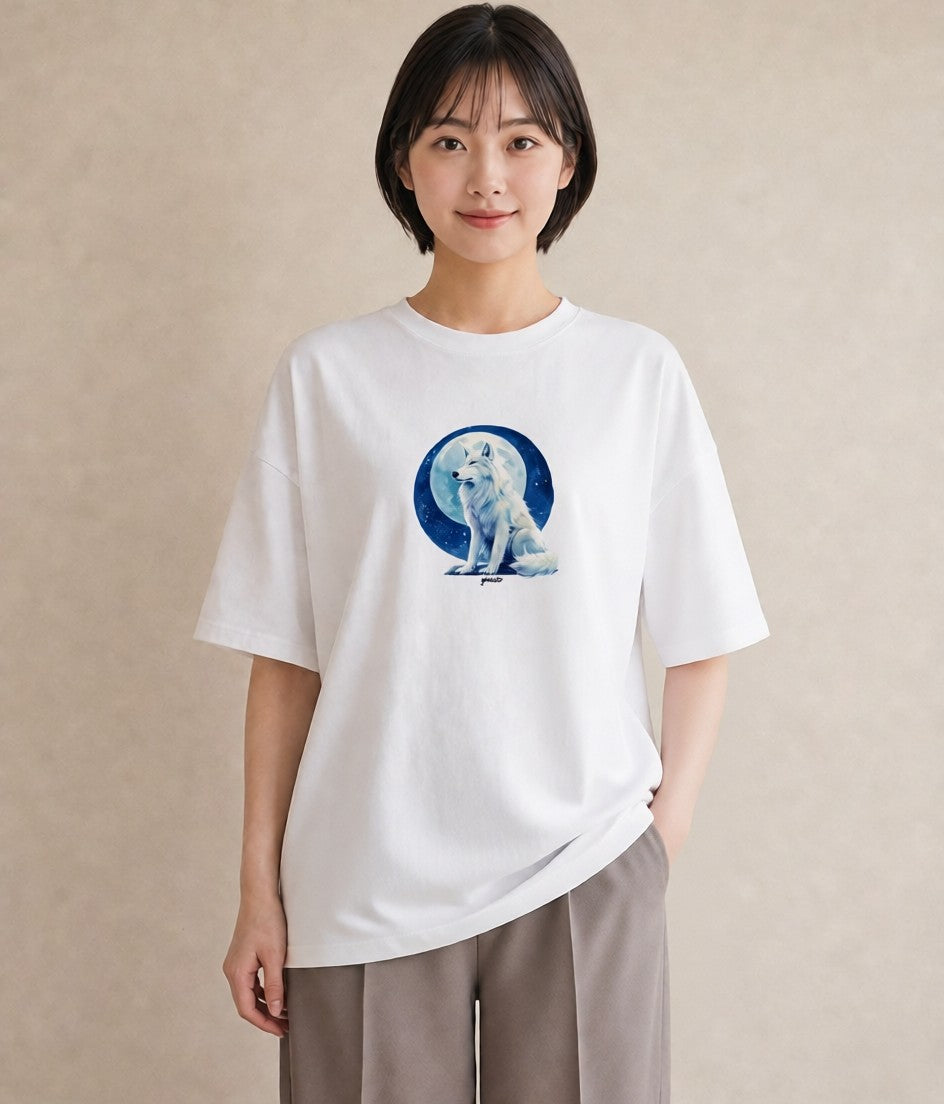 グラフィックTシャツ レディース サモエド 犬 いぬ イラスト 韓国風 旅行用 海 白T