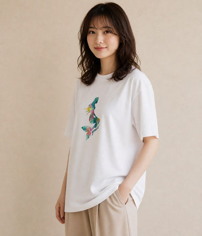 半袖Tシャツ レディース 人魚 海の生き物 海 イラスト ヴィンテージ風 女子会 お揃い 白T