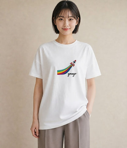 グラフィックTシャツ レディース ロケット 星空 宇宙 イラスト レトロ デート 帰省 白T
