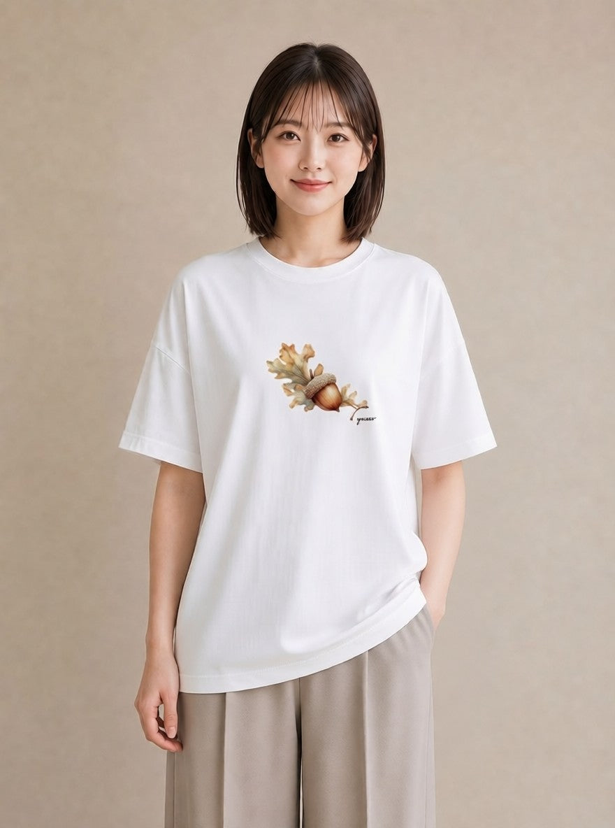 デザインTシャツ レディース 実り 植物 ボタニカル イラスト ラフ 綿100 デート 白T