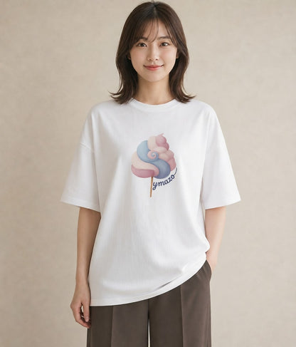 デザインTシャツ レディース キャンディ 食べ物 フード イラスト 可愛い 20代 カジュアルコーデ 白T