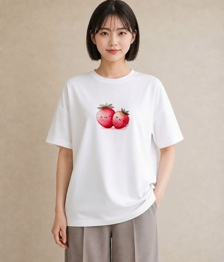 デザインTシャツ レディース ショートケーキ 食べ物 フード イラスト 抜け感 旅行用 海 白T