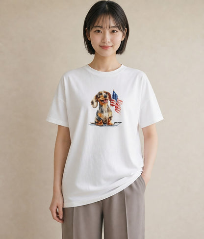 グラフィックTシャツ レディース ミニチュアダックスフンド 犬 いぬ イラスト 上品 姉妹 送別ギフト 白T