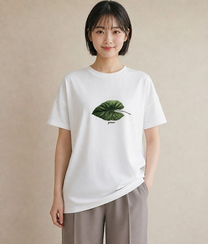 グラフィックTシャツ レディース 葉っぱ 植物 ボタニカル イラスト 個性的 おしゃれギフト 社会人 白T