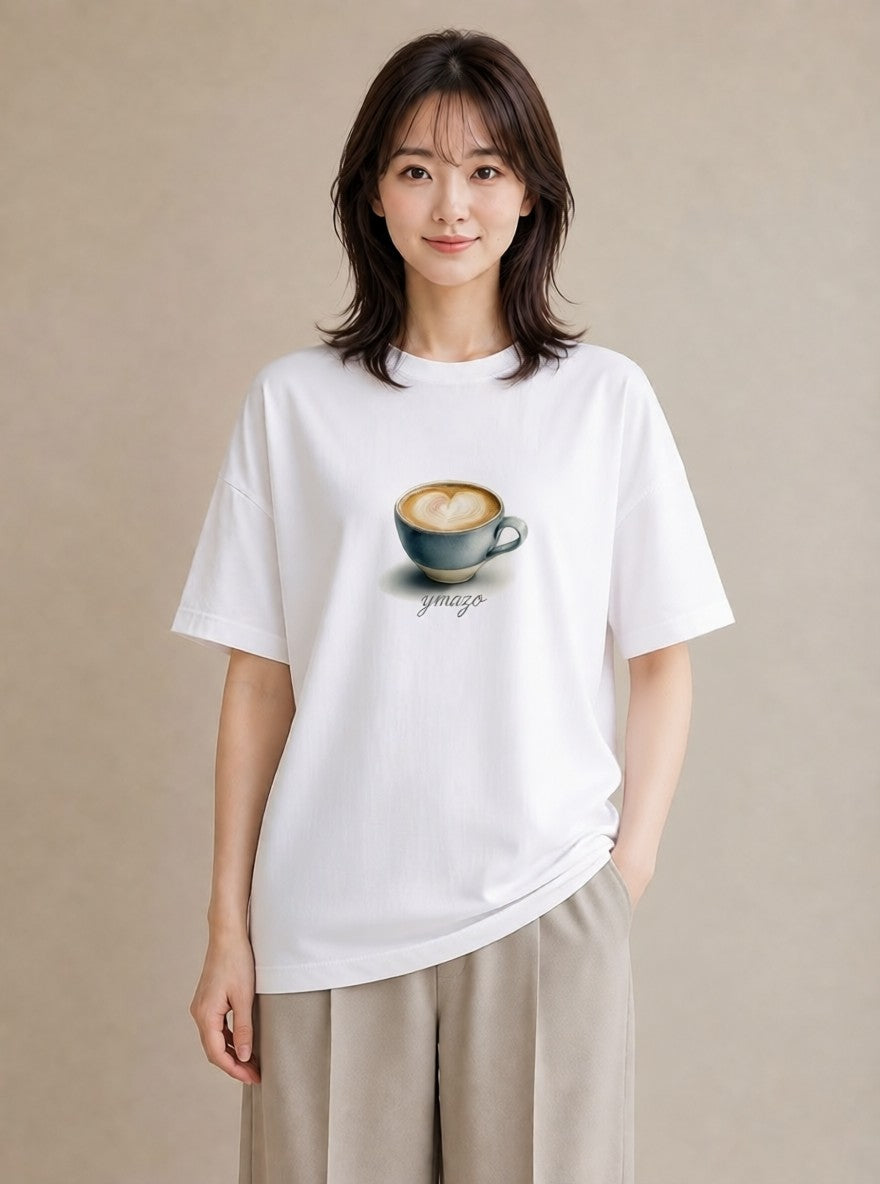 プリントTシャツ レディース コーヒー 珈琲 カフェ 食べ物 フード イラスト ボタニカル レイヤード 友達ギフト 白T