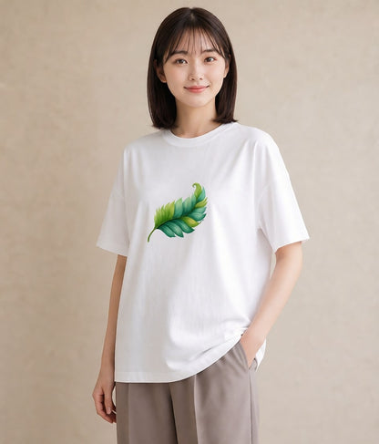 プリントTシャツ レディース 葉っぱ 植物 ボタニカル イラスト お洒落 お出かけ 普段着 白T