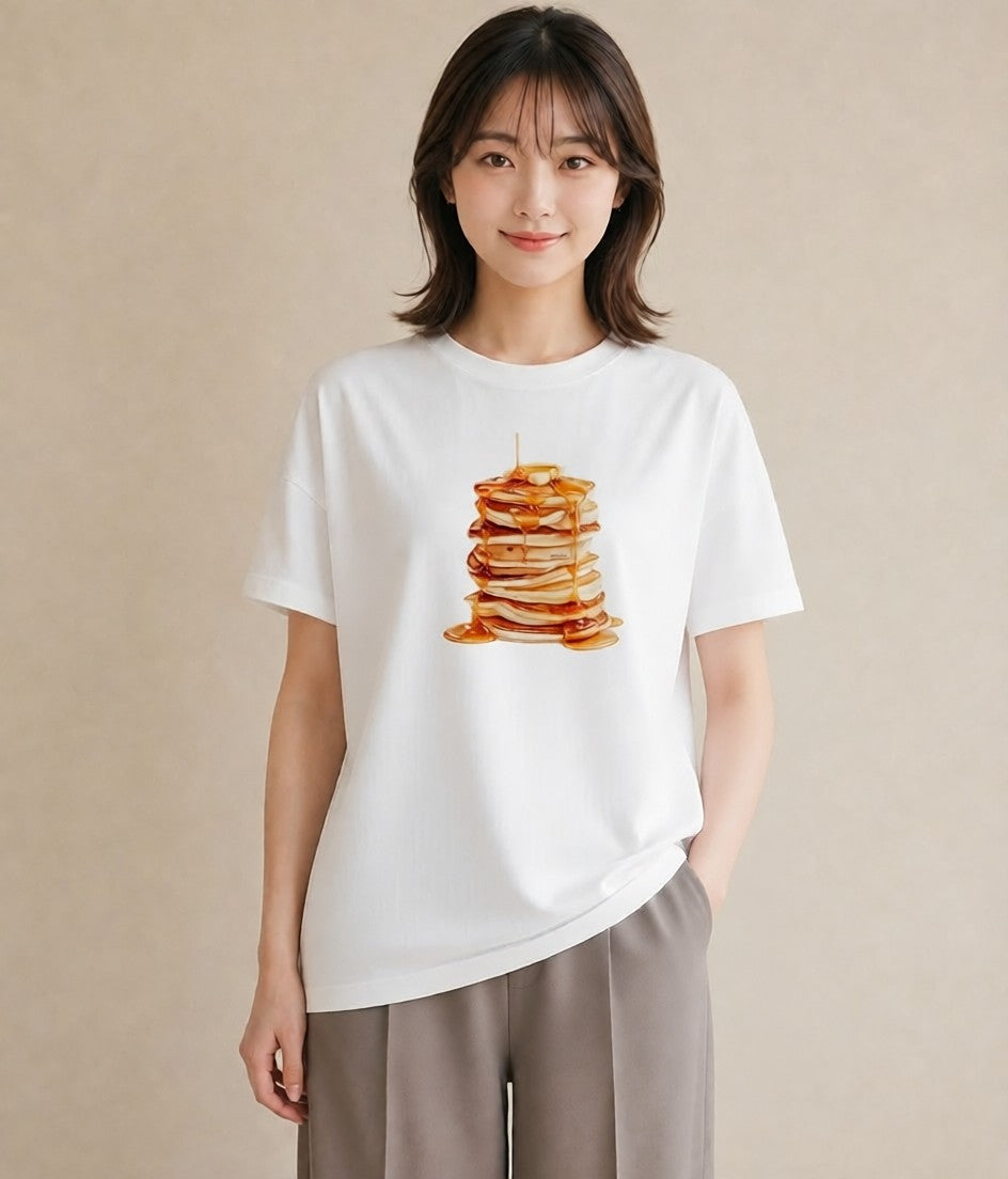 半袖Tシャツ レディース どら焼き 食べ物 フード イラスト 個性的 在宅 公園 白T