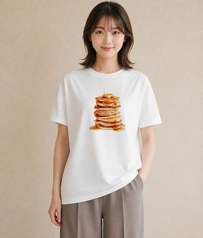 半袖Tシャツ レディース どら焼き 食べ物 フード イラスト 個性的 在宅 公園 白T