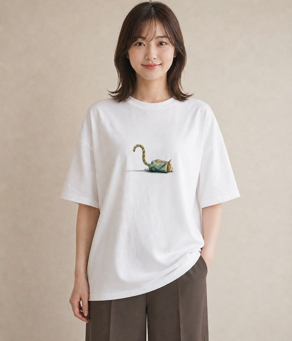 プリントTシャツ レディース メインクーン 猫 ねこ イラスト きれいめカジュアル 敬老の日 ホワイトデー 白T