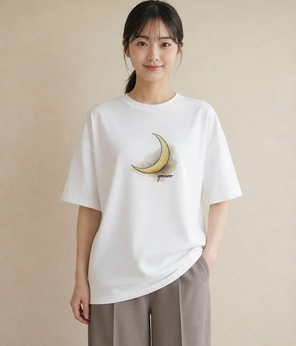 プリントTシャツ レディース 星空 宇宙 イラスト ボタニカル 春服 ミセス 白T