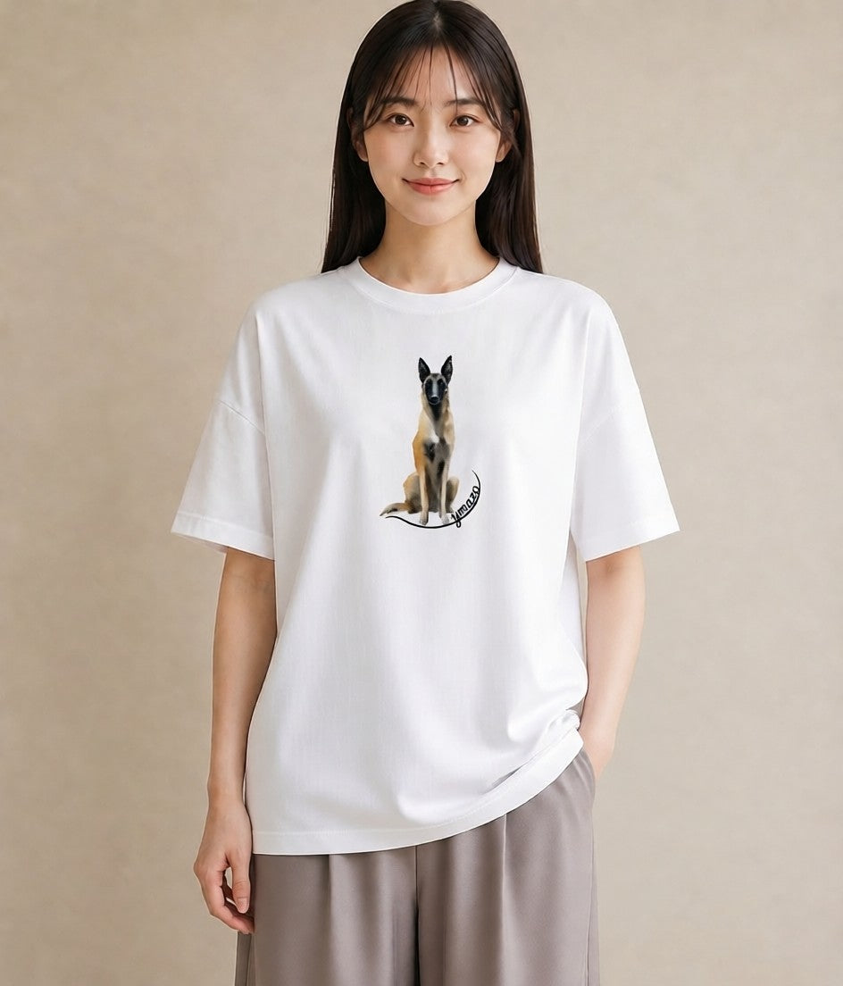 グラフィックTシャツ レディース ジャーマンシェパード 犬 いぬ イラスト ボタニカル 秋コーデ おしゃれギフト 白T