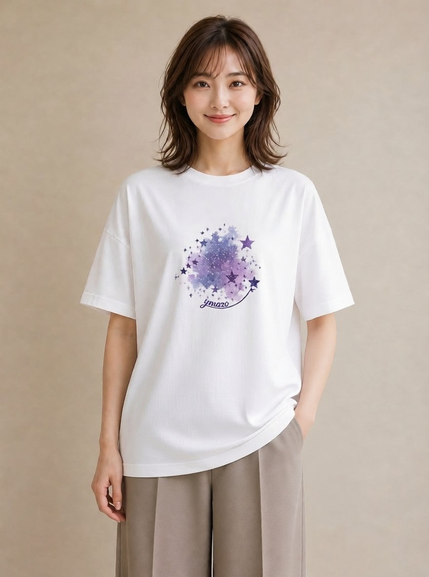グラフィックTシャツ レディース 牡羊座 星空 宇宙 イラスト ポップ デート 帰省 白T