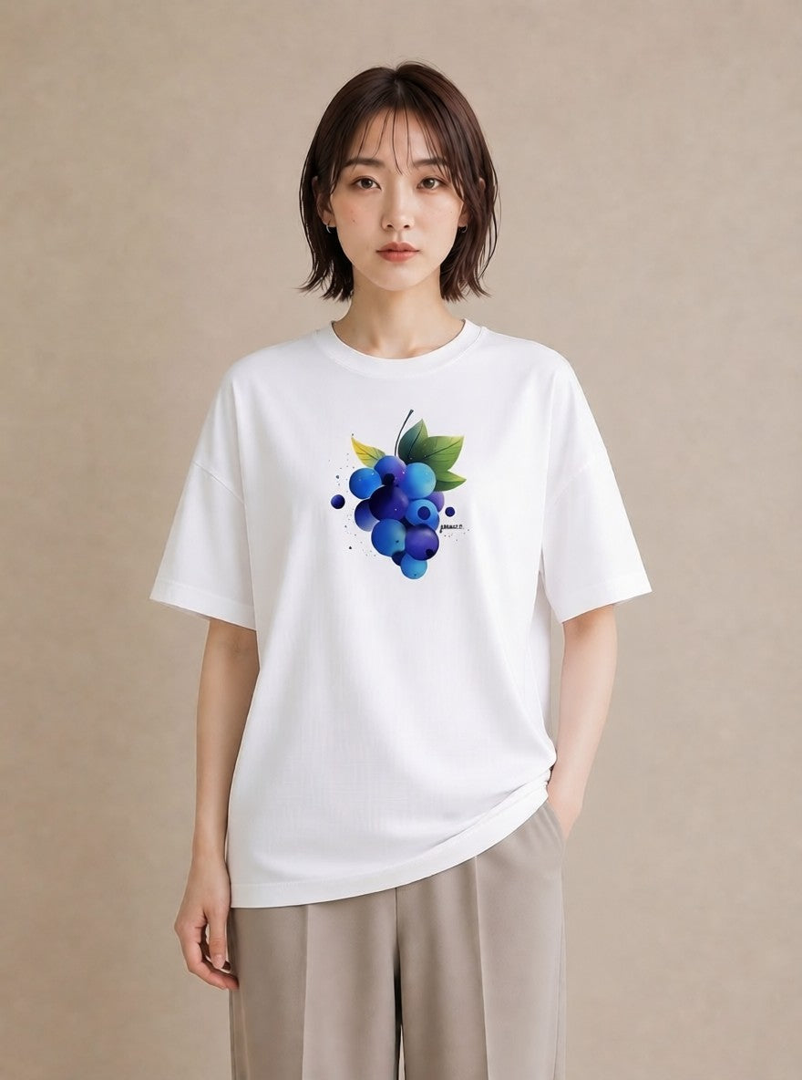 Tシャツ レディース ブルーベリー 食べ物 フード イラスト 北欧風 敬老の日 ホワイトデー 白T