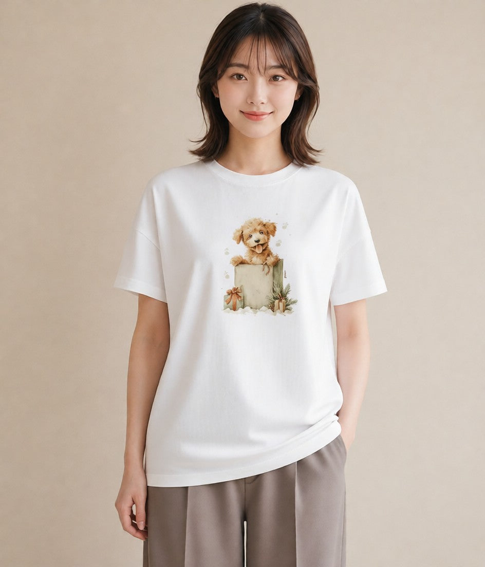 Tシャツ レディース トイプードル プードル 犬 いぬ イラスト 個性的 夏コーデ 通学 白T