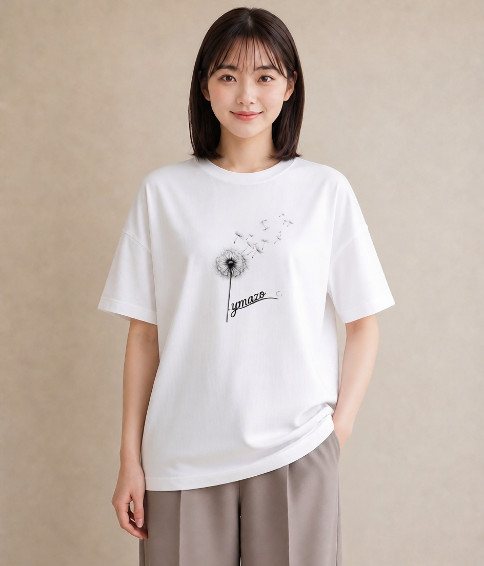 デザインTシャツ レディース たんぽぽ 花 花柄 イラスト シック 敬老の日 ホワイトデー 白T