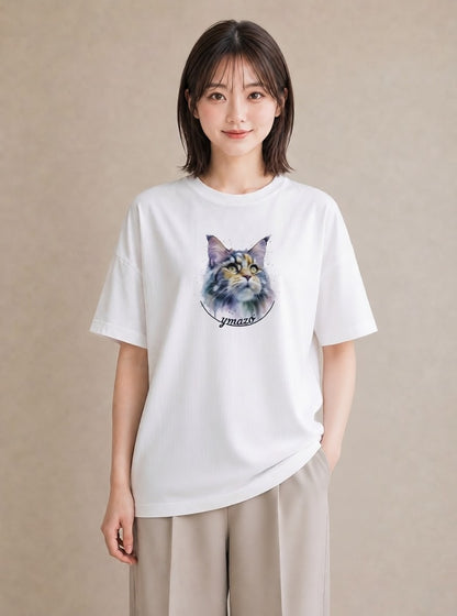 Tシャツ レディース ラグドール 猫 ねこ イラスト ミニマル 母娘コーデ 自分用 白T