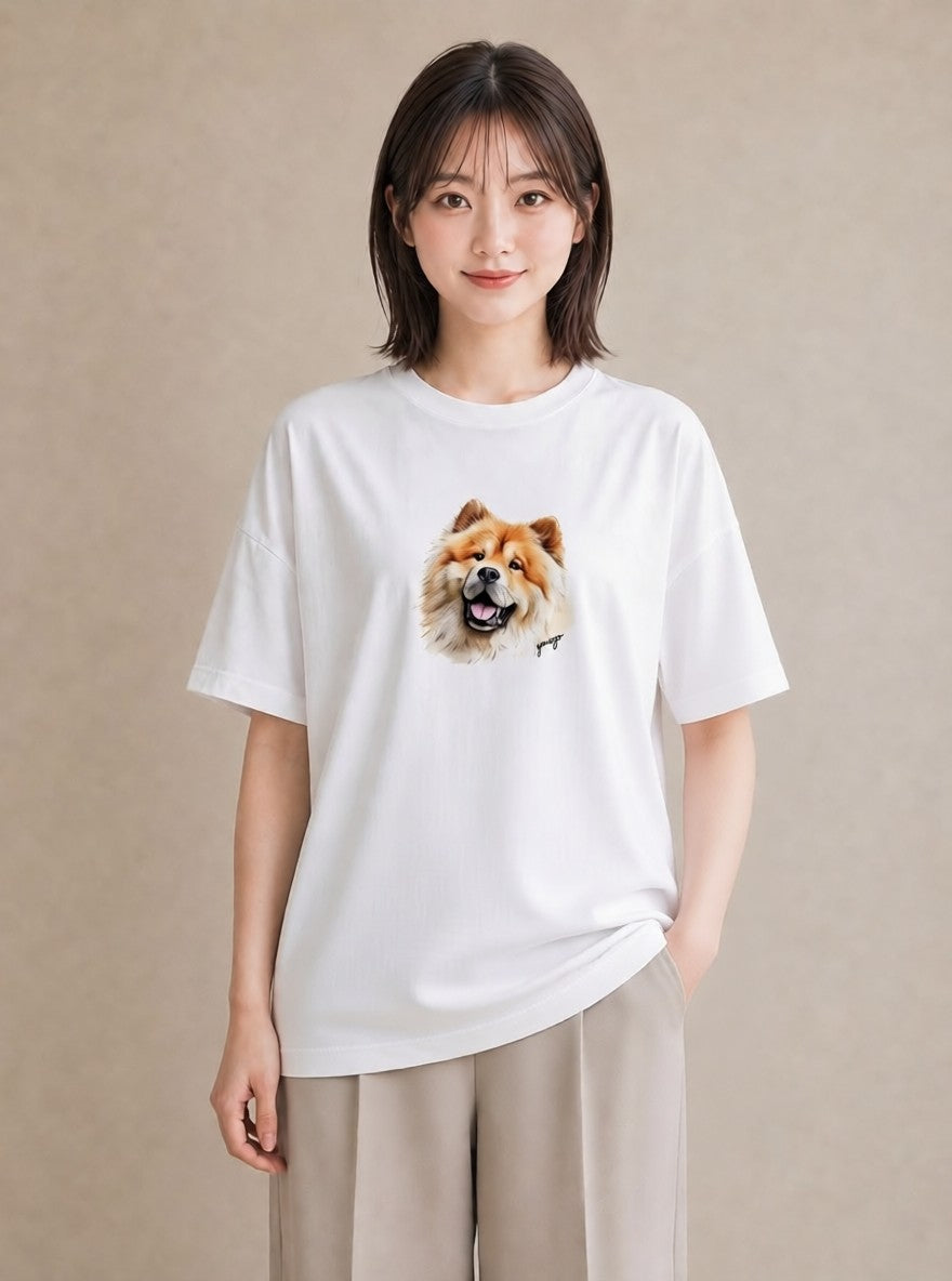 プリントTシャツ レディース 柴犬 しばいぬ 犬 いぬ イラスト こなれ感 散歩 お出かけ 白T