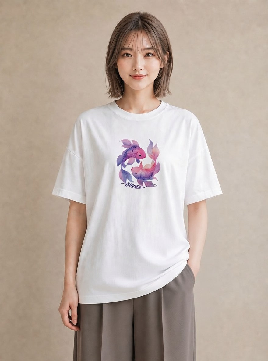 Tシャツ レディース 熱帯魚 海の生き物 海 イラスト 北欧風 女性向けギフト 散歩 白T