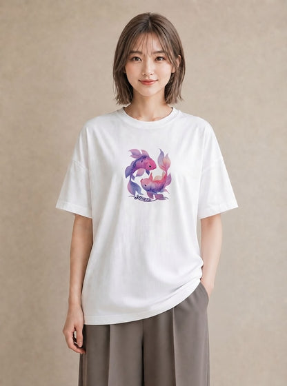 Tシャツ レディース 熱帯魚 海の生き物 海 イラスト 北欧風 女性向けギフト 散歩 白T