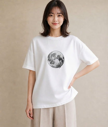 プリントTシャツ レディース 星空 宇宙 イラスト 淡色 社会人 女性 白T