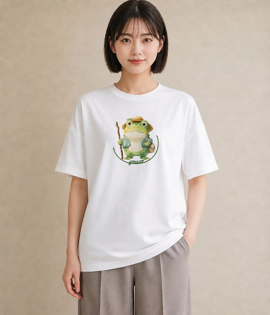 グラフィックTシャツ レディース カエル ペット 動物 イラスト カジュアル クリスマス 旅行 白T