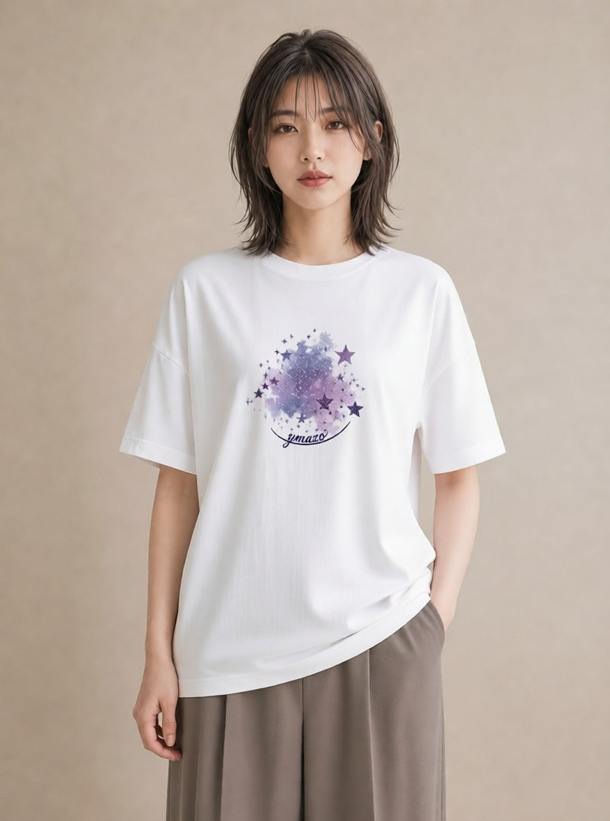 グラフィックTシャツ レディース 牡牛座 星空 宇宙 イラスト モード おしゃれギフト 社会人 白T