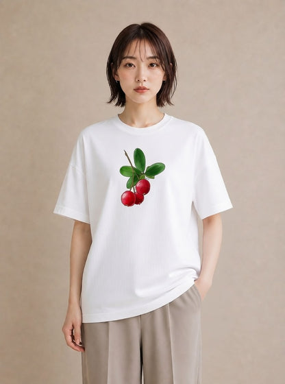 グラフィックTシャツ レディース さくらんぼ チェリー 食べ物 フード イラスト きれいめカジュアル デート 帰省 白T