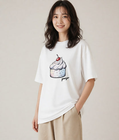 Tシャツ レディース ソフトクリーム 食べ物 フード イラスト アート風 買い物 夏コーデ 白T