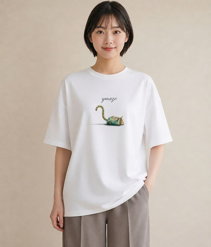 半袖Tシャツ レディース エキゾチックショートヘア 猫 ねこ イラスト こなれ感 旅行用 海 白T