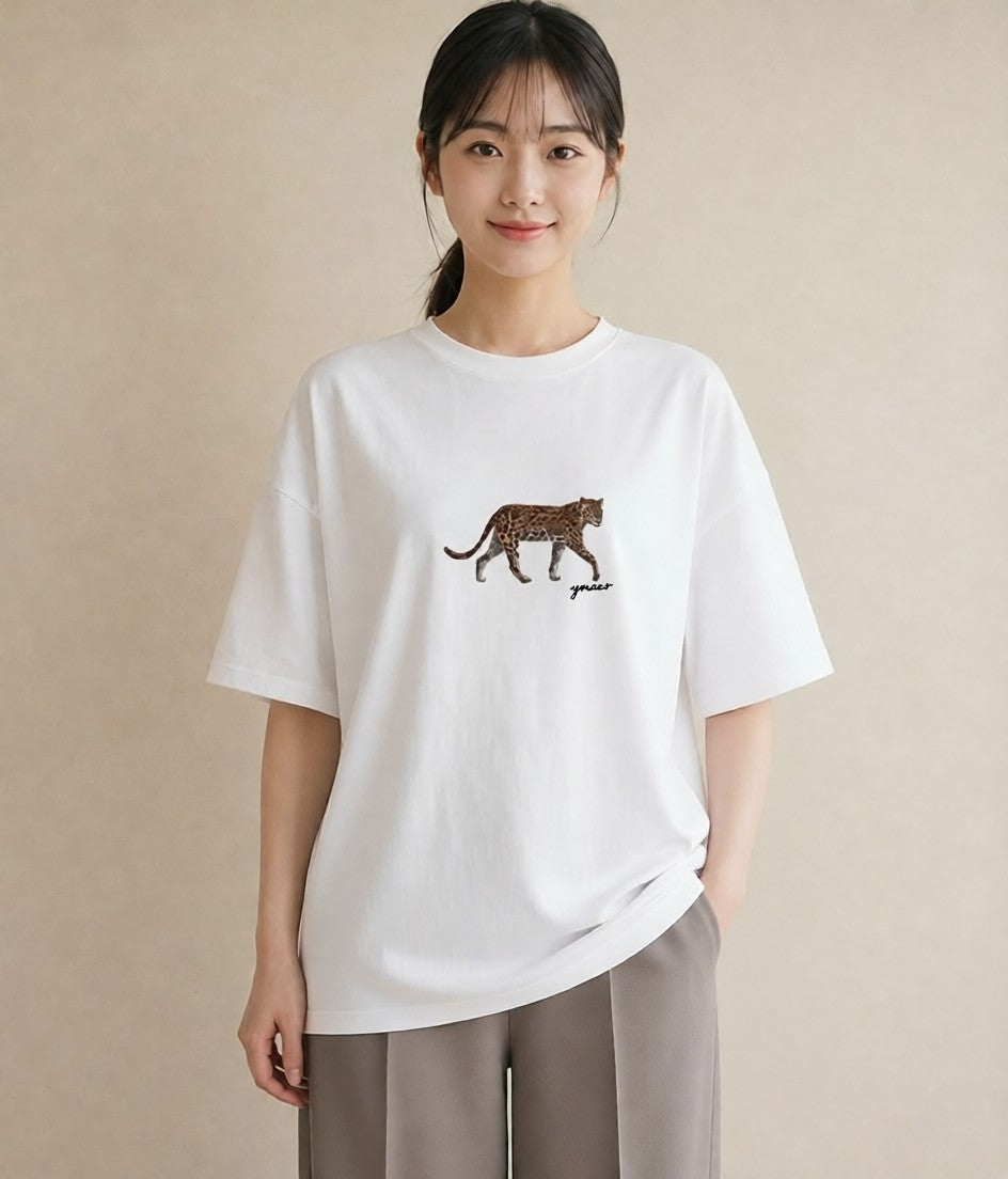Tシャツ レディース ベンガル 猫 ねこ イラスト フェミニン 公園 ママ 白T