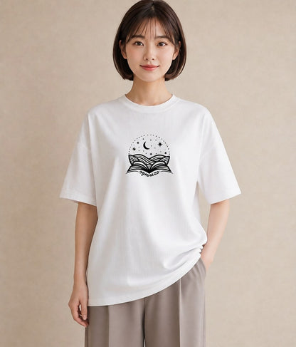 プリントTシャツ レディース 本 読書 ブック イラスト ゆるコーデ 在宅 公園 白T