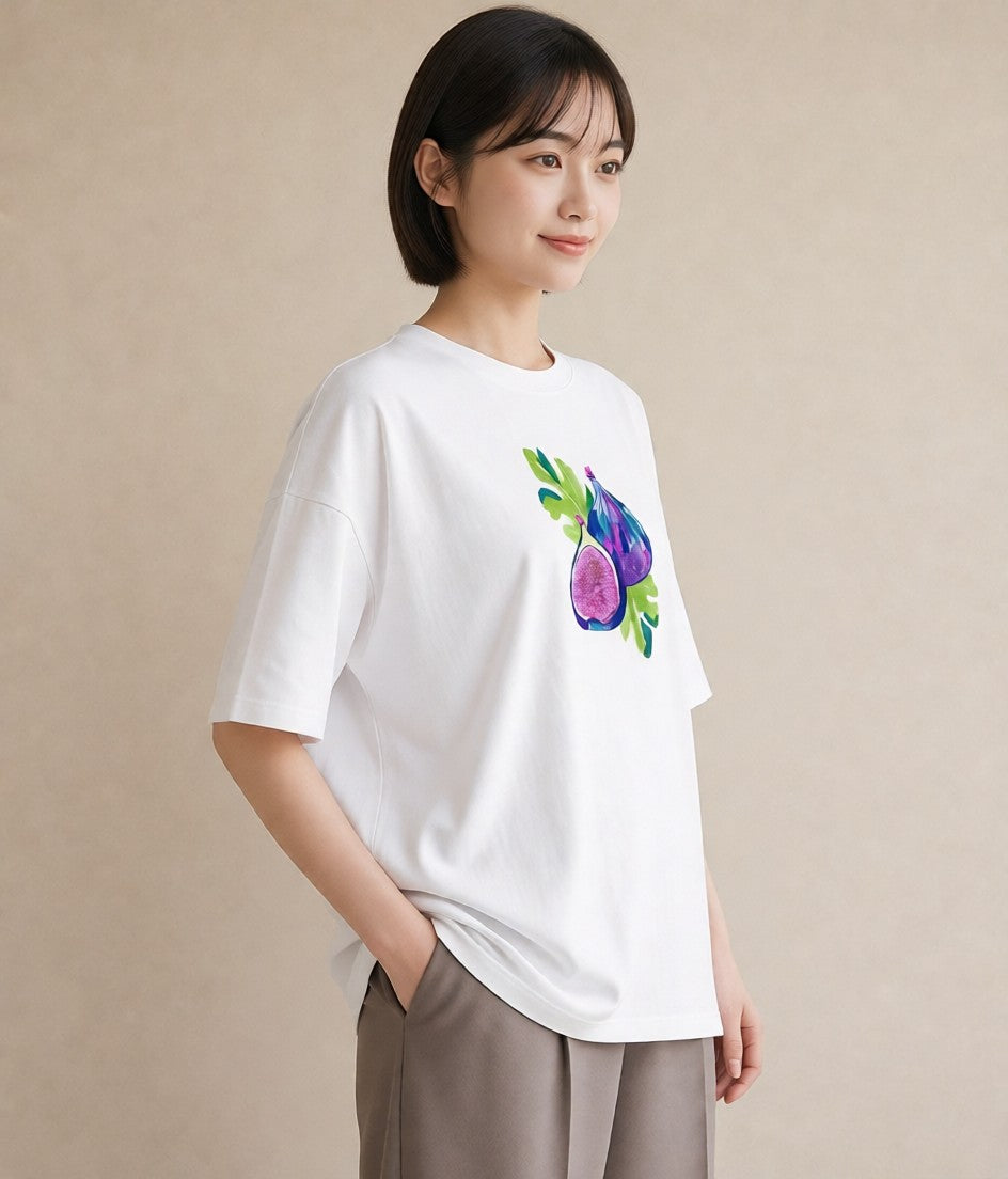 グラフィックTシャツ レディース 木の実 植物 ボタニカル イラスト こなれ感 春コーデ 姉妹 白T