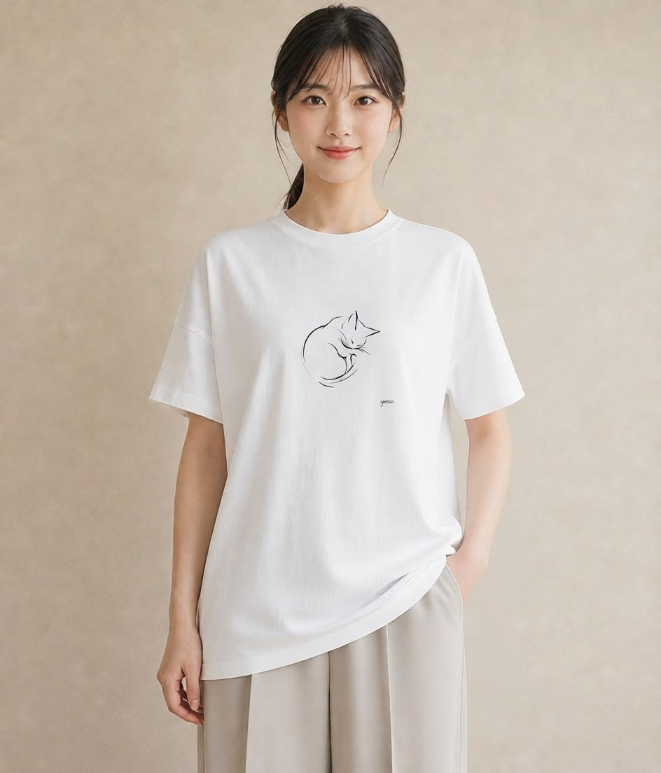 プリントTシャツ レディース 猫 ねこ ネコ イラスト 水彩風 ギフト 母の日 白T