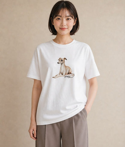Tシャツ レディース イタリアングレーハウンド 犬 いぬ イラスト ミニマル 誕生日プレゼント 綿100 白T