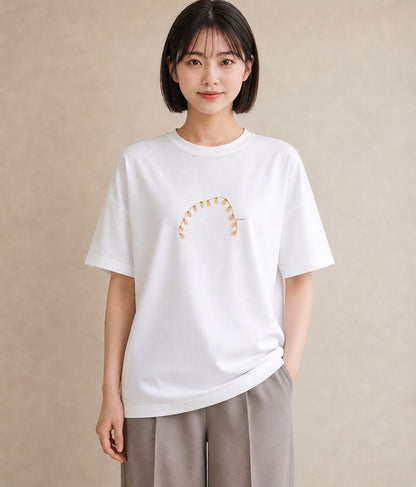 半袖Tシャツ レディース 風鈴 ガラス 夏 ナチュラル アンティーク イラスト ミニマル 買い物 夏コーデ 白T