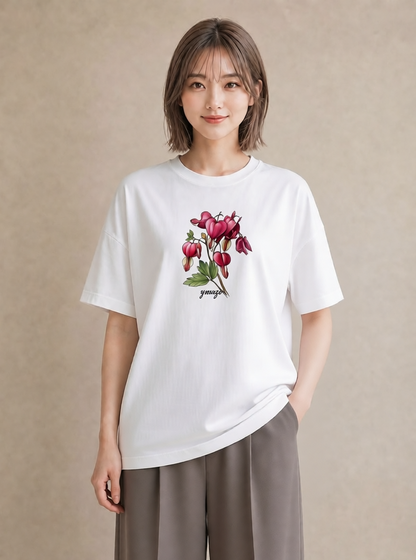 半袖Tシャツ レディース 彼岸花 花 花柄 イラスト 休日コーデ 女性向けギフト 散歩 白T