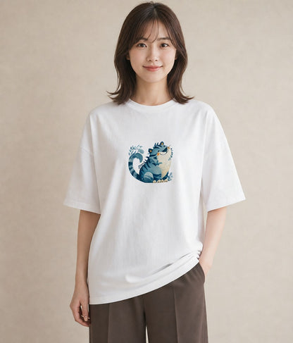 半袖Tシャツ レディース とら 動物 アニマル イラスト きれいめ お揃い 親子 白T