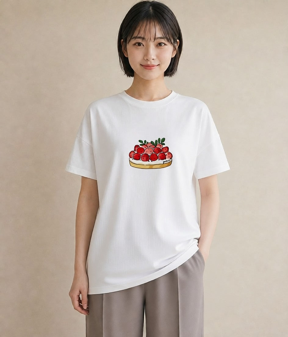 グラフィックTシャツ レディース あんみつ 食べ物 フード イラスト 北欧風 友達ギフト 部屋着 白T