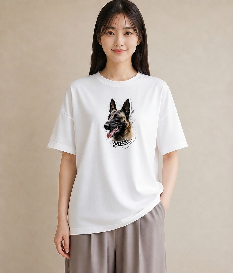 デザインTシャツ レディース ジャーマンシェパード 犬 いぬ イラスト カジュアル ギフト 母の日 白T