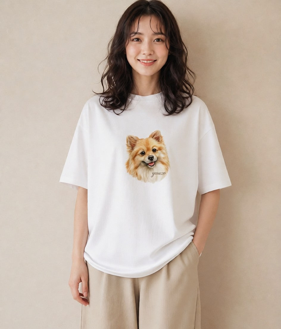 Tシャツ レディース ポメラニアン ポメ 犬 いぬ イラスト ヴィンテージ風 女性 旅行用 白T