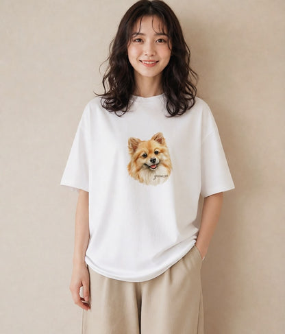 Tシャツ レディース ポメラニアン ポメ 犬 いぬ イラスト ヴィンテージ風 女性 旅行用 白T