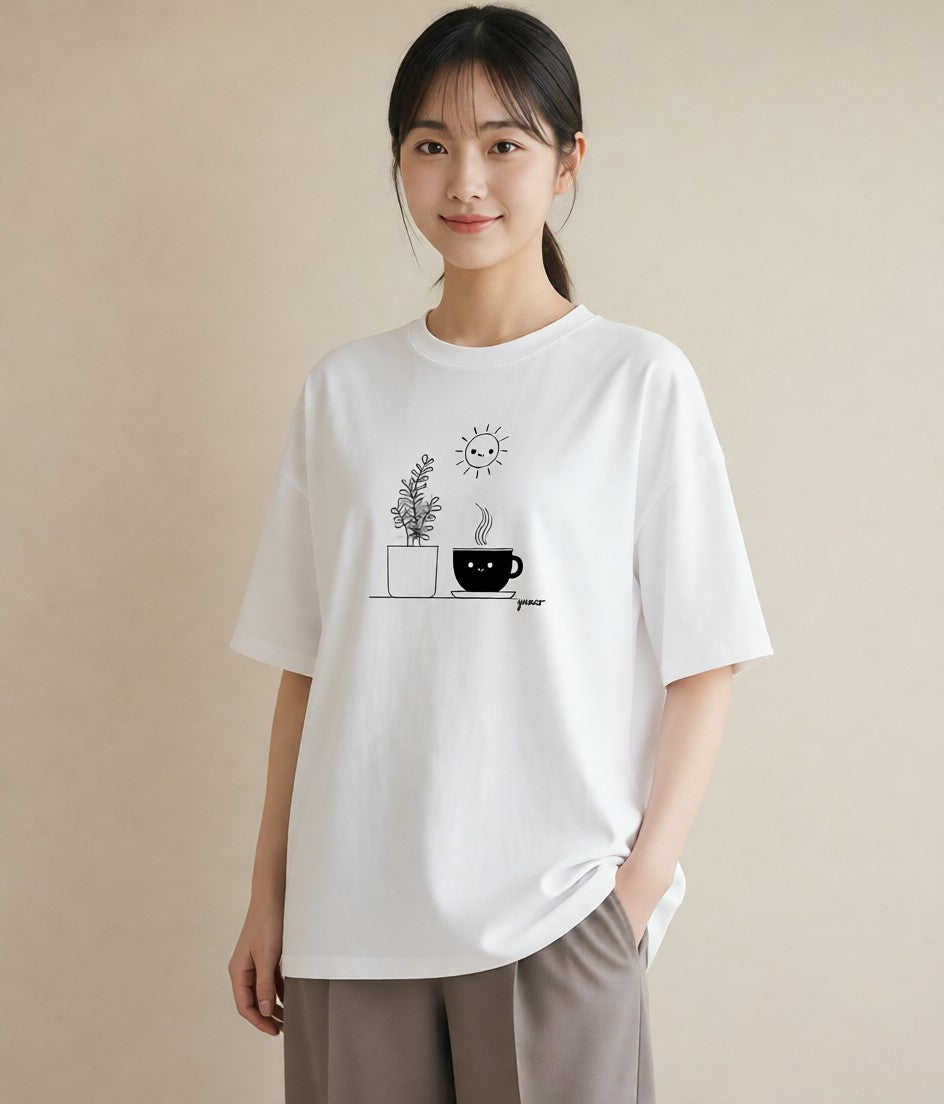グラフィックTシャツ レディース 観葉植物 ボタニカル 植物 イラスト ナチュラル レイヤード 友達ギフト 白T