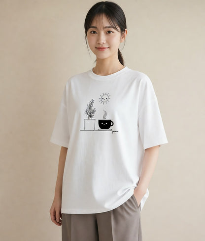 グラフィックTシャツ レディース 観葉植物 ボタニカル 植物 イラスト ナチュラル レイヤード 友達ギフト 白T