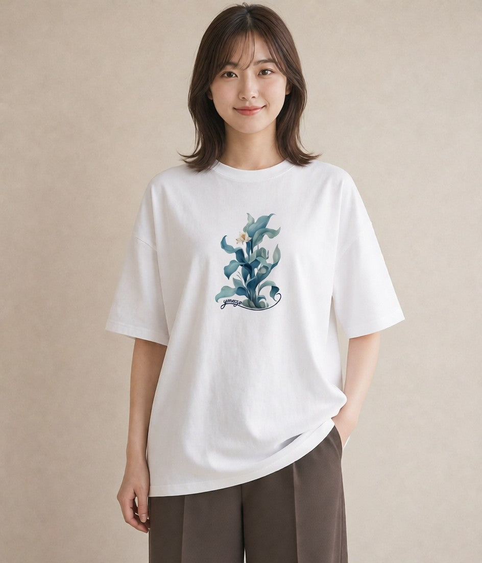 プリントTシャツ レディース すずらん 花 花柄 イラスト ミニマル お揃い 親子 白T
