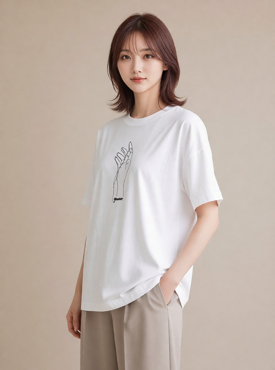 デザインTシャツ レディース 手鏡 アンティーク レトロ ナチュラル イラスト 上品 クリスマス 旅行 白T