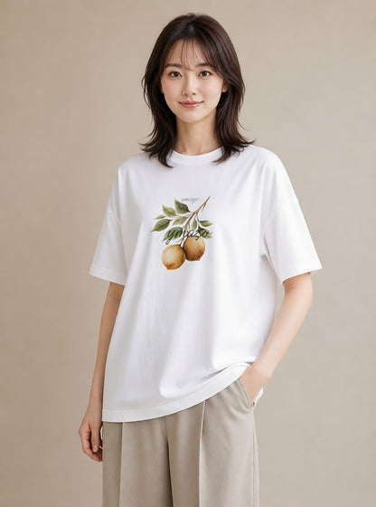 グラフィックTシャツ レディース バナナ 食べ物 フード イラスト ミニマル 公園 ママ 白T